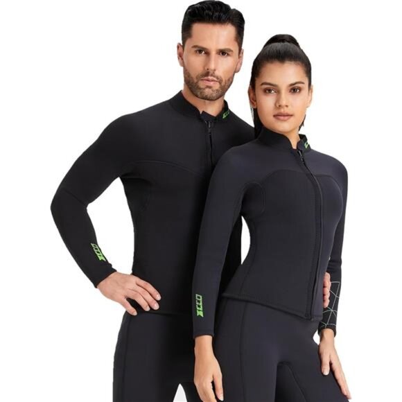 Wetsuit Top Men&Women 3mm Neoprene Wetsuits Jacket,Front Zipper Long - Picture 5 of 7